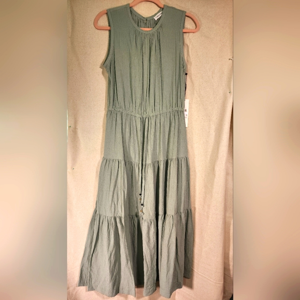 Calvin Klein sage green dress knee high